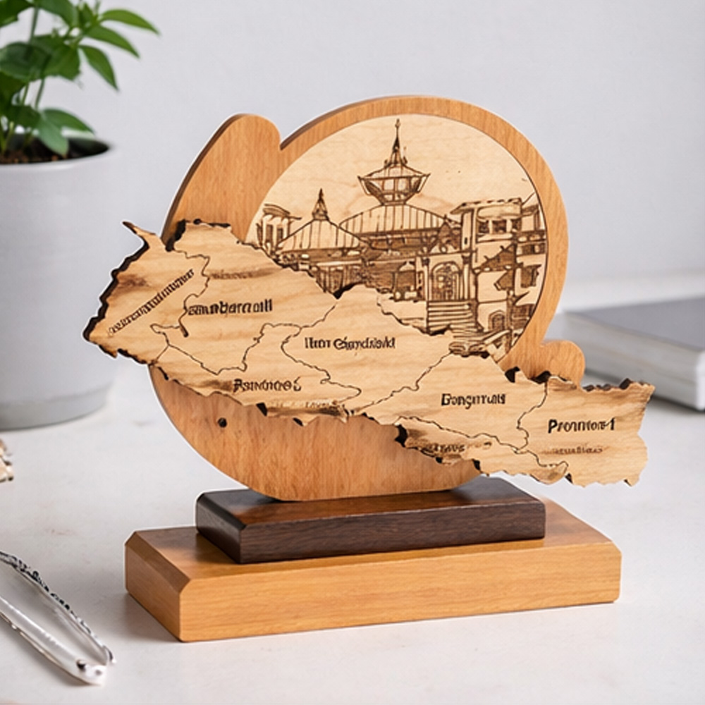 Heritage Nepal Wooden Engraved Trophy
